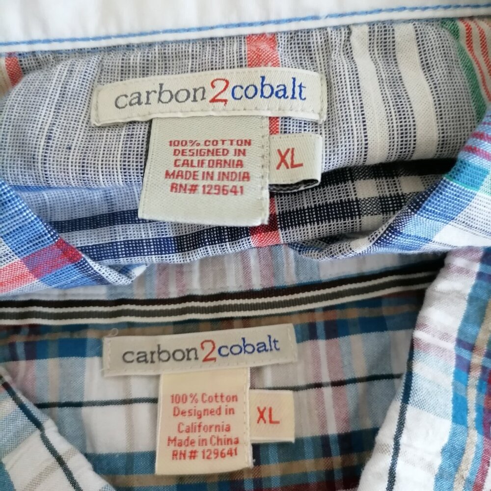 Carbon 2 Cobalt Mens Multicolor Plaid Button Down Shirt Size X-Large Lot Of 2 - Picture 10 of 11